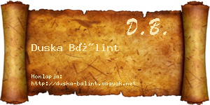 Duska Bálint névjegykártya